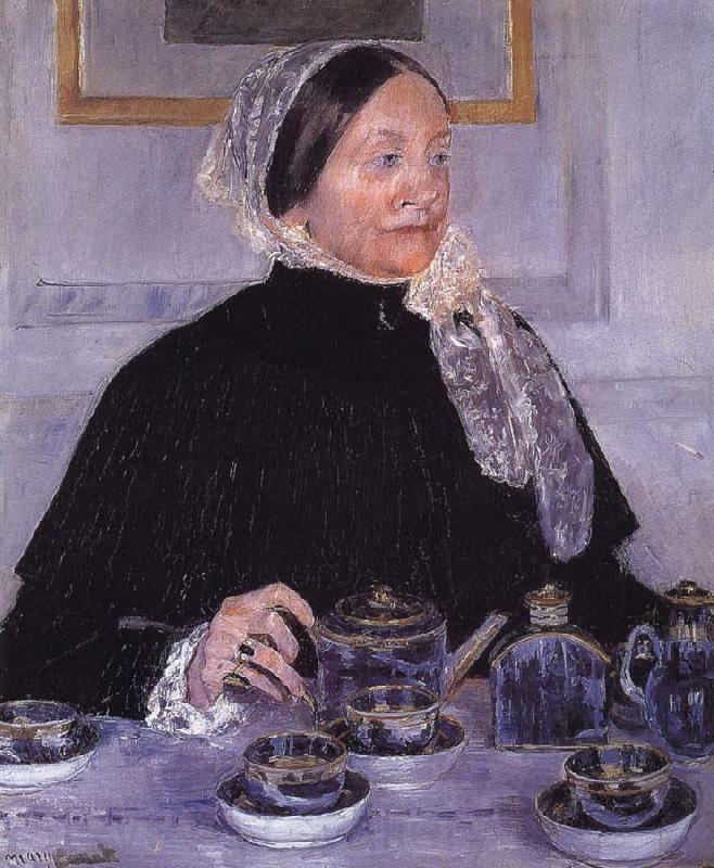 Mary Cassatt Woman beside tea-table Norge oil painting art